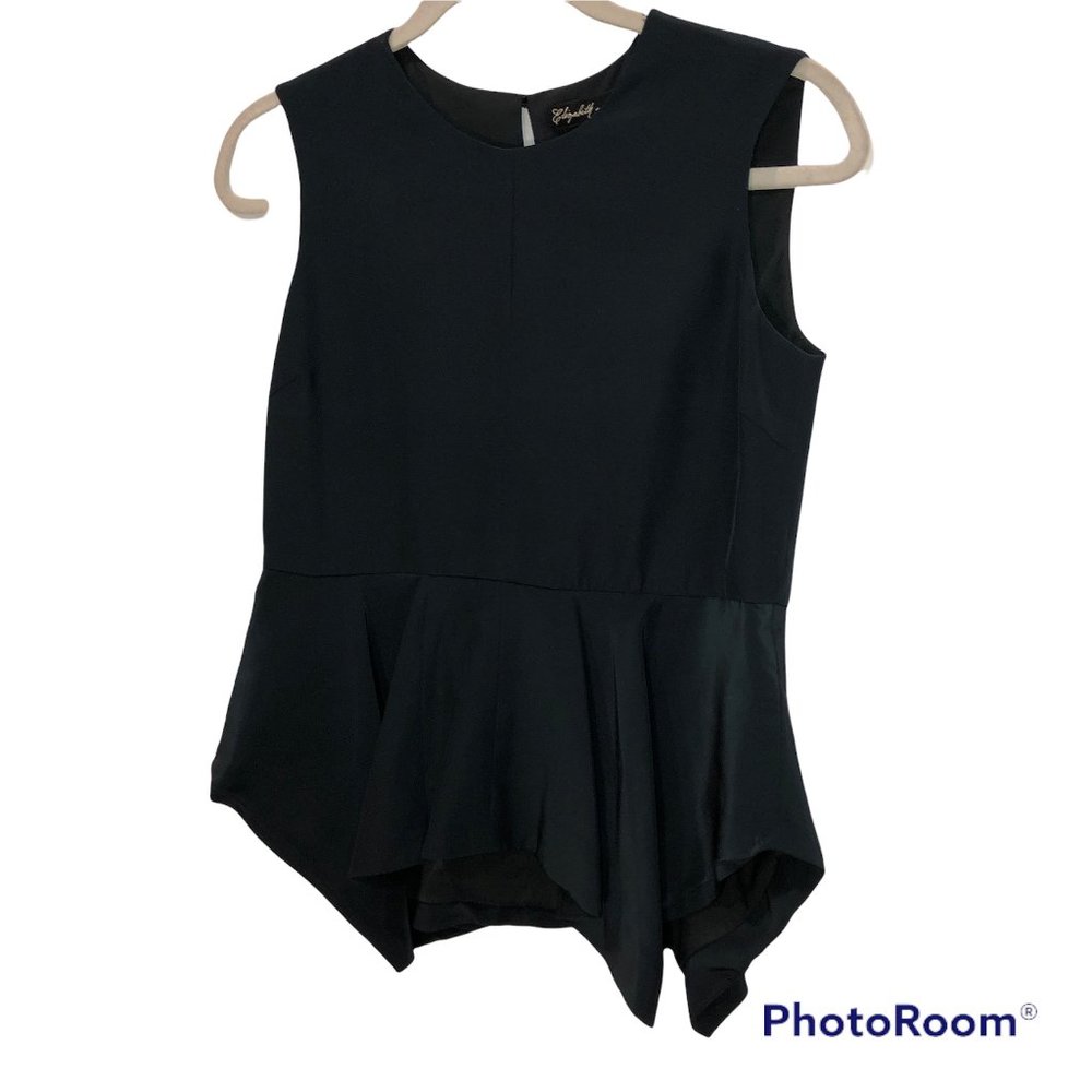 Elizabeth and James Hunter Green peplum rocker shirt top FABULOUS XS